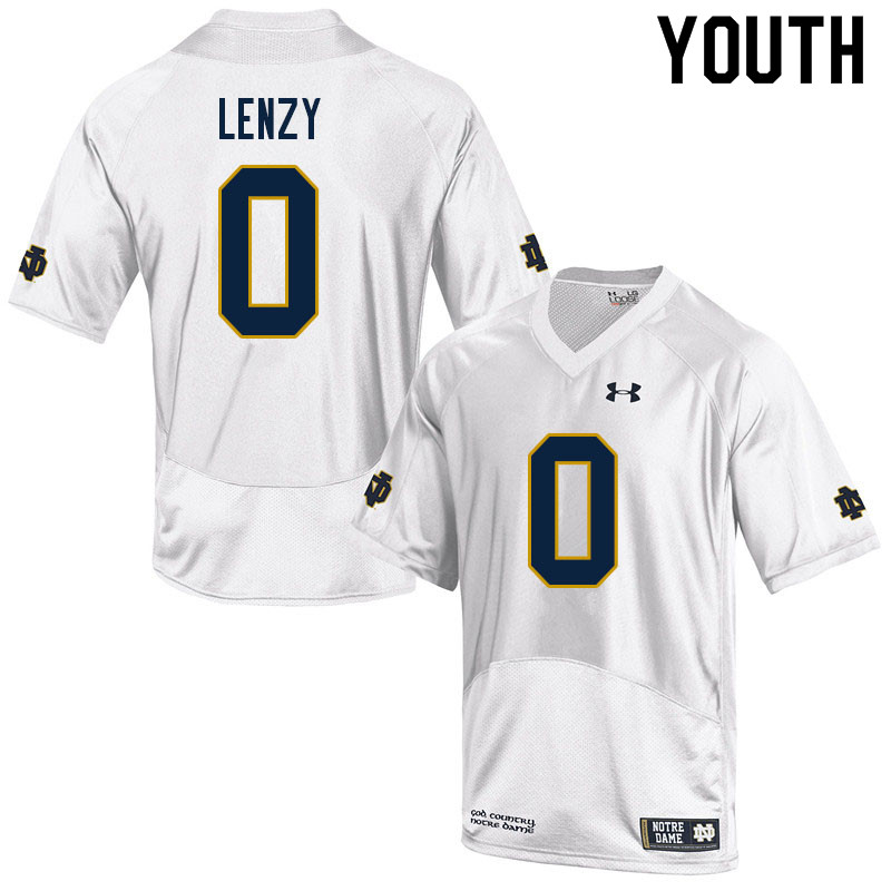 Youth NCAA Notre Dame Fighting Irish #0 Braden Lenzy Stitched College Under Armour Authentic White Football Jersey PF10C41LA